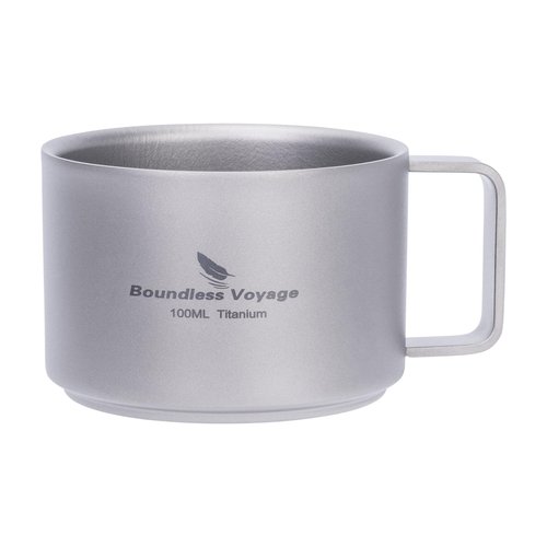 Boundless Voyage Titanium Double Wall Coffee Cup Mini Mug 100ml Lightweight Mug for Outdoor Camping Hiking Picnic Backpacking