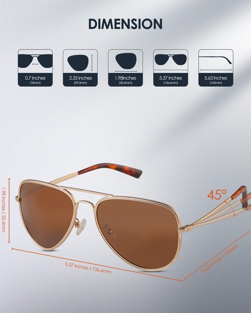 Vanmage Malibu Aviator Polarized Sunglasses for Men and Women, Classic Sunglasses for Driving Cycling Fishing (Gold Frame/Brown Lens (Vlt 11.5%))