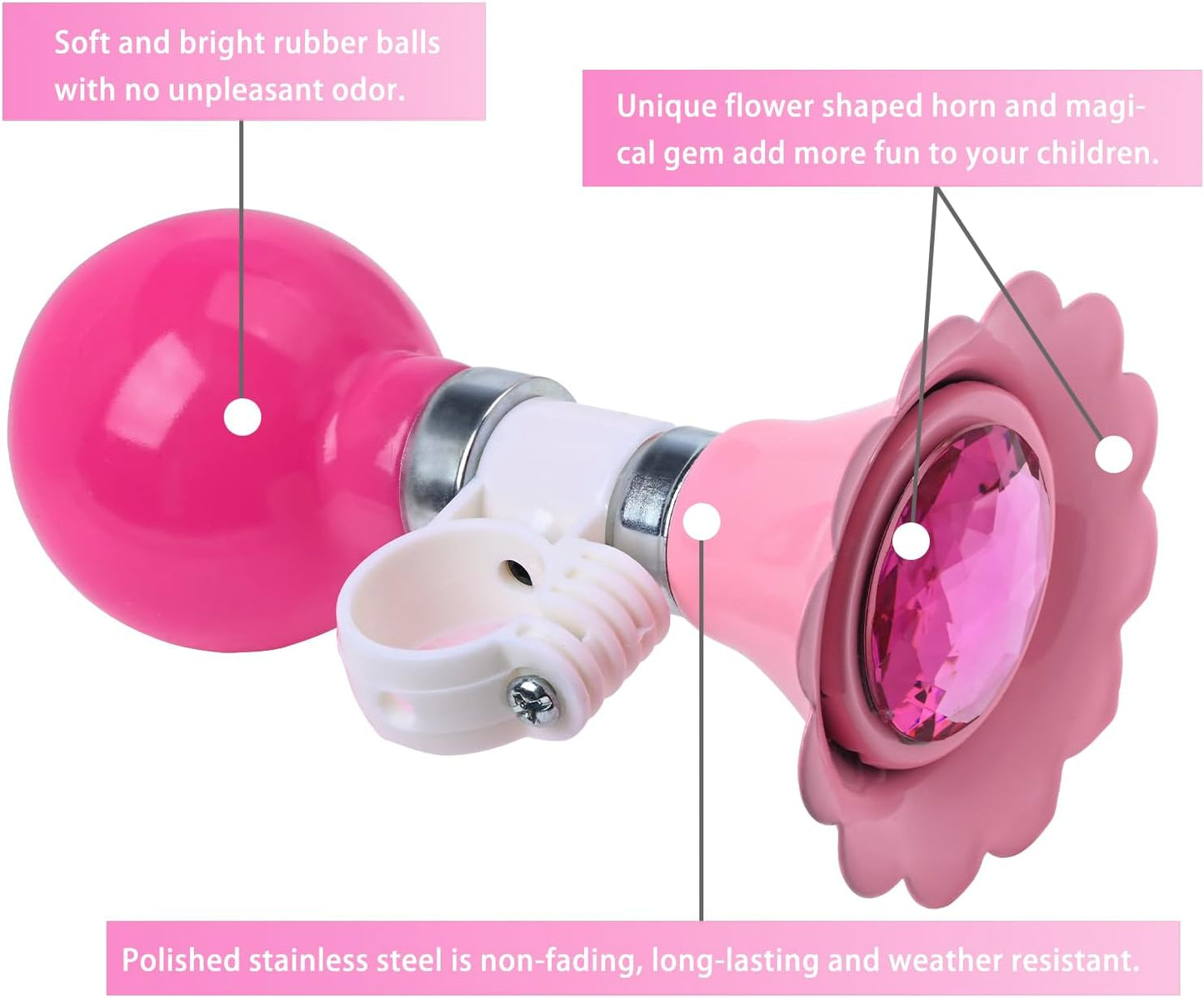 U-LIAN Kids Streamers and Bike Bell for Girls-1 Pack Flower Bicycle Bell with 2 Pack Handlebar Streamers Scooter Tassels for Children's Bike Accessories