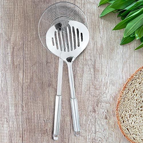 14cm Stainless Steel Slotted Skimmer Ladle for Cooking & Frying - Kitchen Utensil Set