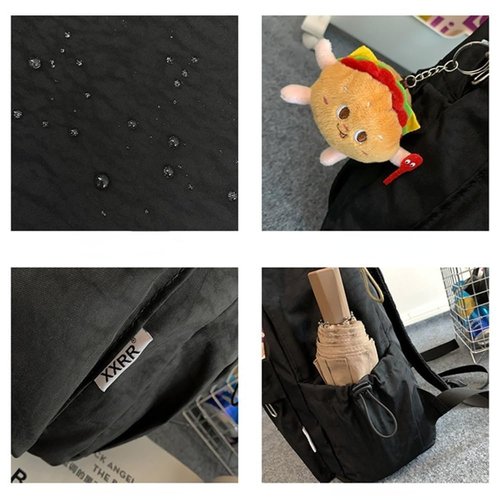 SIFRTOA Grunge Backpack with Adorable Accessory Aesthetic Backpack Cute Backpacks Waterproof (Black)