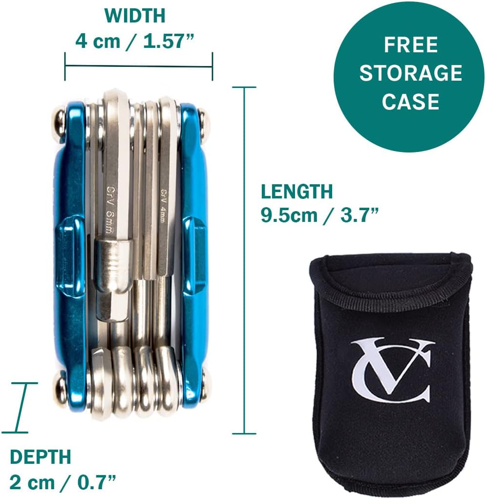 VeloChampion 14 in 1 Blue Multifunctional Bike Repair Cycling Multitool with Storage Case. Compact, Portable and Built to Last