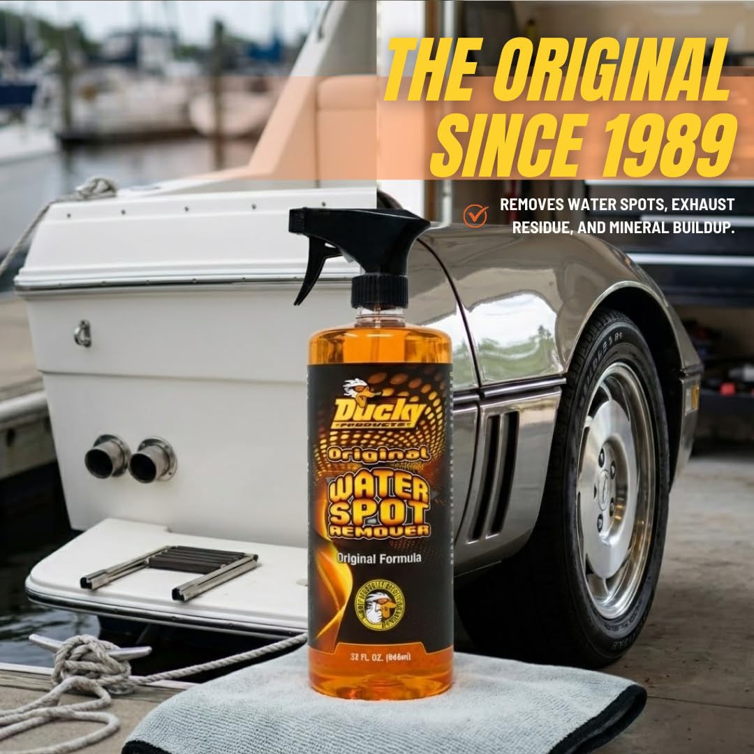DUCKY PRODUCTS Original Water Spot Remover: Spray for Boat, Car, Motorcycle & RV Exterior Detailing, 32 oz