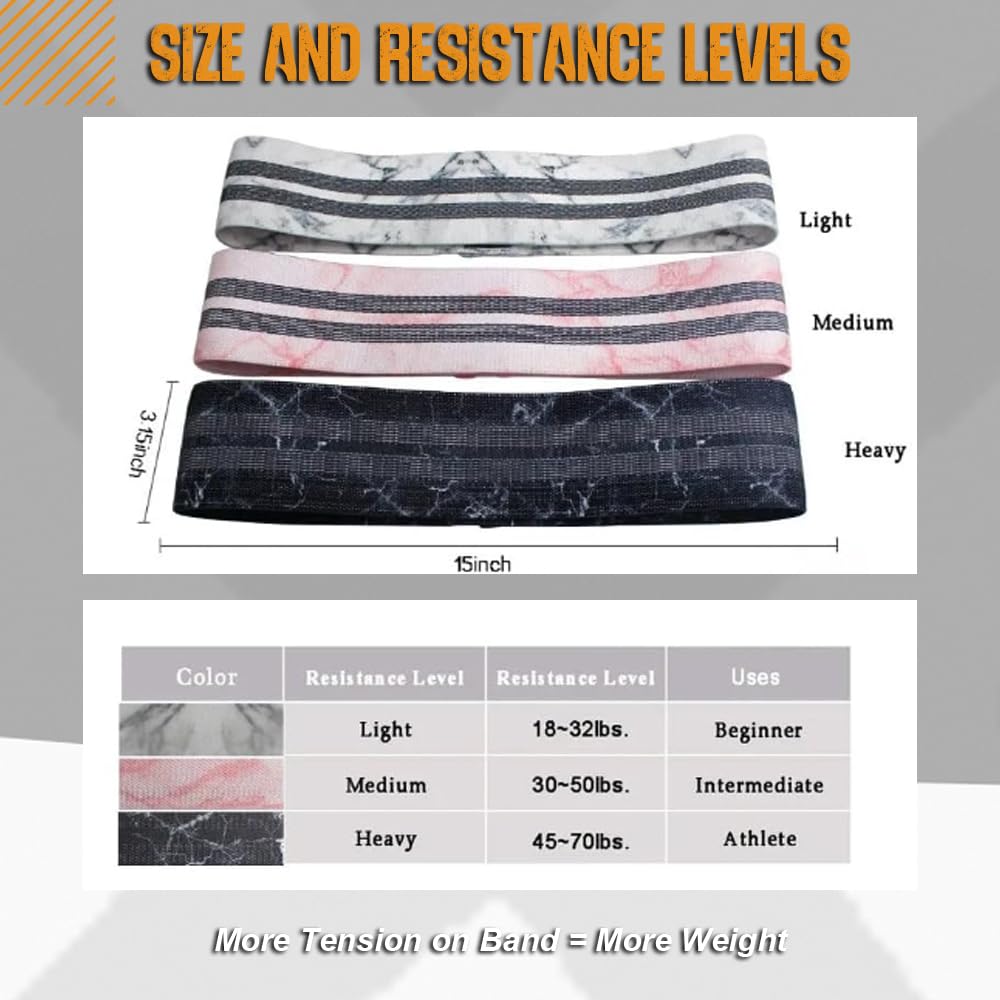 Gobuca Booty Bands for Women – Fabric Resistance Bands for Legs and Glutes, Non-Slip Hip Bands for Working Out, Strength Training & Home Gym – Durable Cloth Exercise Bands, Set of 3
