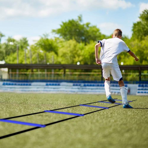 GHB Pro Agility Ladder 2 Pack Agility Training Ladder Speed 12 Rung 20ft with Carrying Bag (Yellow and Blue)