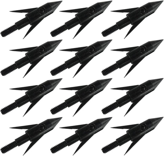 12Pcs Fishing Arrowheads Screw-on Points 150 Grain Black Bowfishing Screw Tips Broadheads for Fishing Arrow Compound Bow, Crossbow and Recurve Bow
