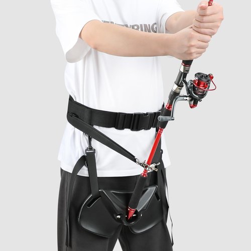 SAN LIKE Fishing Belt Rod Holder Adjustable Fishing Fighting Waist Belt with EVA Padded Great Plastic Material Fighting Belt (Black)