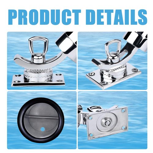 Mojiate Set of 2 Fishing Rod Holder, 360 Degree Rotation Fishing Rod Outrigger, 316 Stainless Steel Adjustable Pole Support for Marine Boat Yacht and More