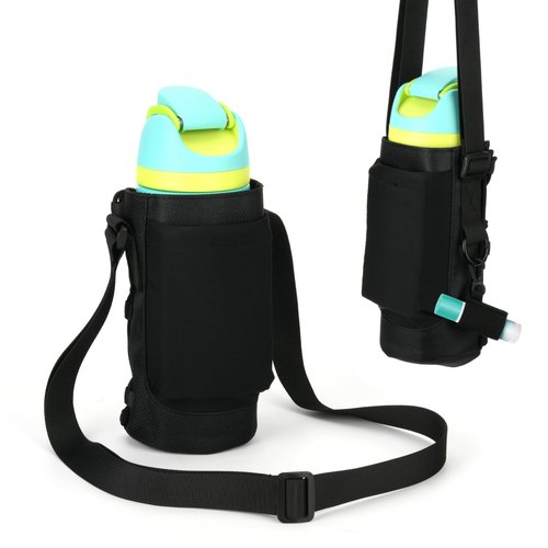 Water Bottle Carrier Bag Compatible with Owala FreeSip Water Bottle, Universal Bottle Holder Carrier Sling Sleeve with Adjustable Strap & Chapsticks Holder, Fit for A Variety of Owala Bottle, 24-40 oz
