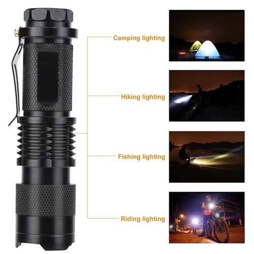 HERCHR LED Bike Light 260 Lumens Waterproof Bicycle Front Headlight 360°Telescopic Zoom Bike Light Adjustable Mountain Bicycle Light for Men Women Kids Road Mountain Cycling Black Bike Headlight