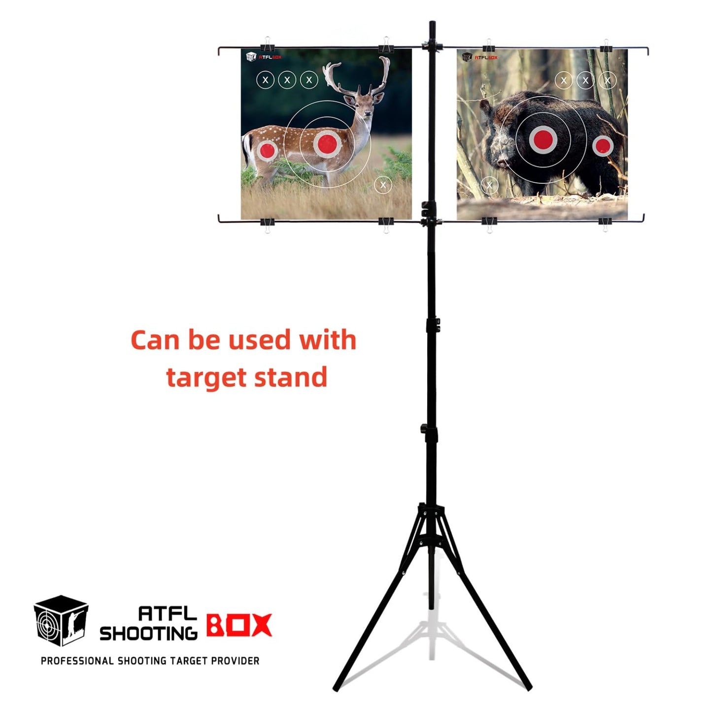 Atflbox 100Pack Four Different Animal Target Papers, 11.5 inch High Visibility Paper Range Shooting Targets, Shooting Paper Targets for Hunting, Handguns, Pistol, Airsoft, BB Gun, Air Rifle