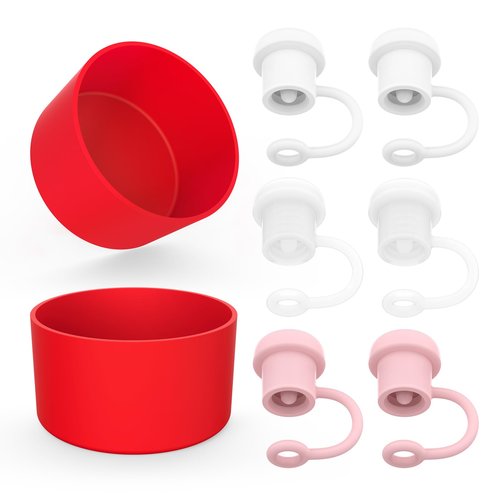 Silicone Boot and Adjustable Straw Cover for Stanley 40 oz Quencher & IceFlow 20oz 30oz, 2 PCS Protective Tumbler Cup Boot Sleeve Water Bottle Accessories