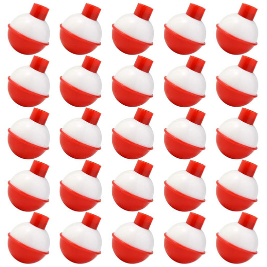 Bskifnn 20 PCS Round Fishing Bobbers 1 Inch Float Bobbers Push Button - Red and White ABS Material (20)