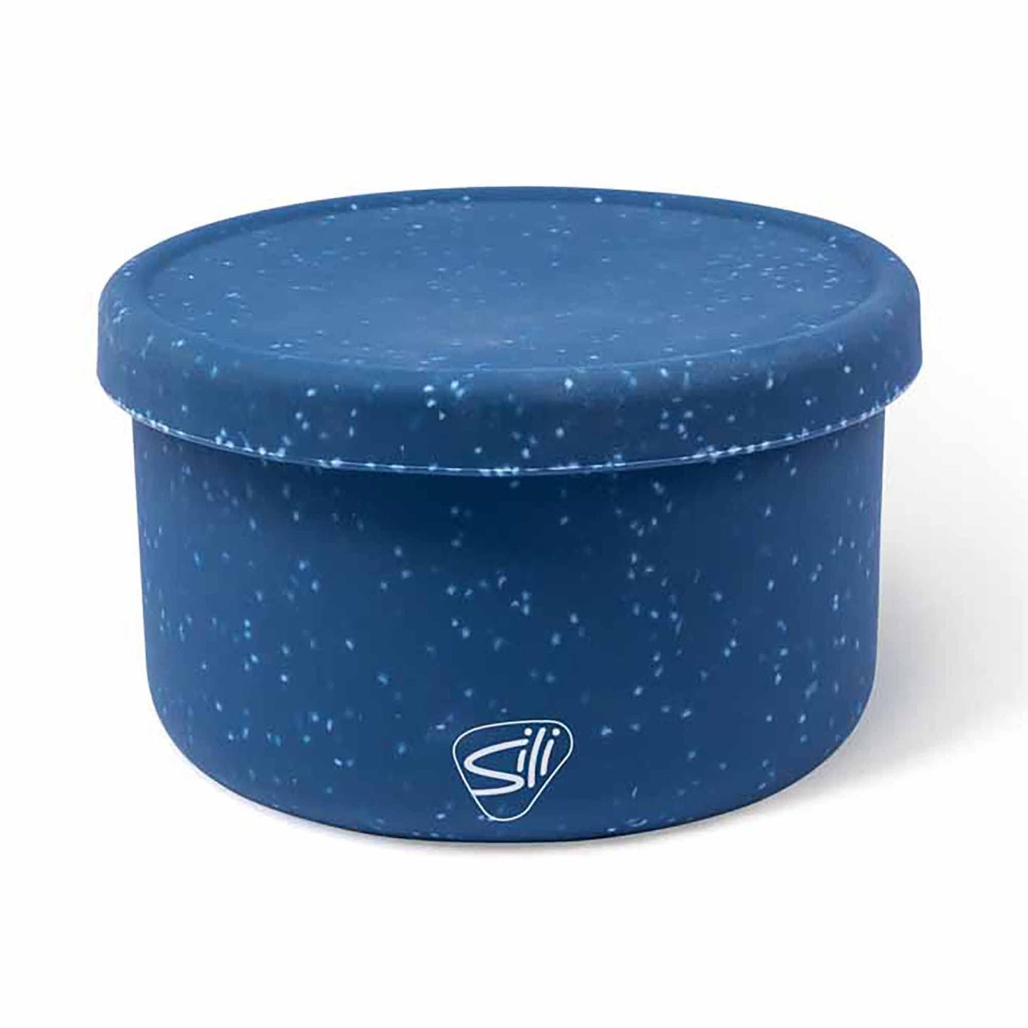 Silipint: Silicone Lidded Bowls: Set of 3: Speckled Blue - 10, 20 & 30oz - Flexible Unbreakable, Storage, Sustainable, Non-Slip