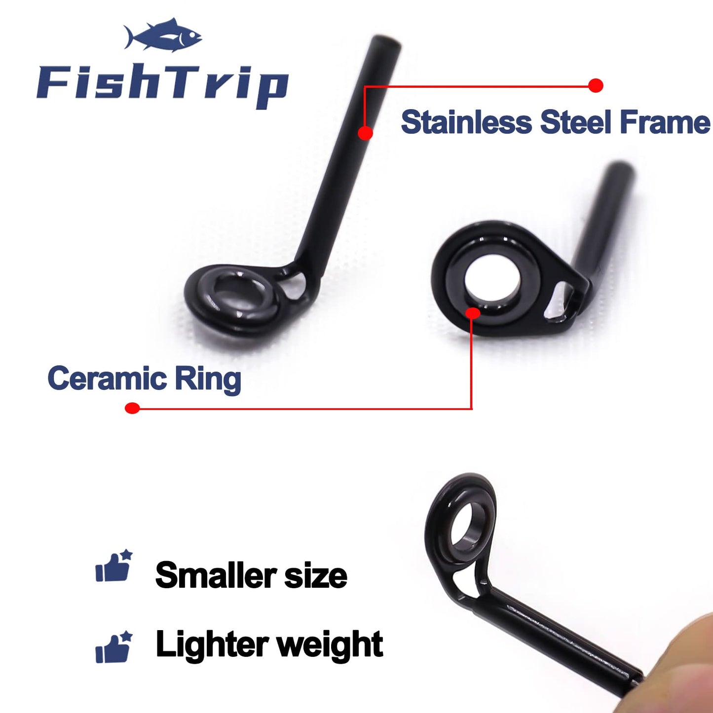 FishTrip Micro Rod Tips Repair Kit - 30pcs Baitcasting Rods Fishing Rod Tip Guides Replacement Kit Ceramic Micro Eyes Rings Saltwater Freshwater