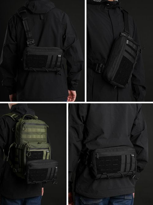 TACTICAL_GEEK Cache L3C EDC Sling Bag Chest, Lightweight Shoulder Daypack, Travel Hiking Concealed Carry, Crossbody Bag, Tactical Backpack, Hiking Ambidextrous Strap (1000D-Black)