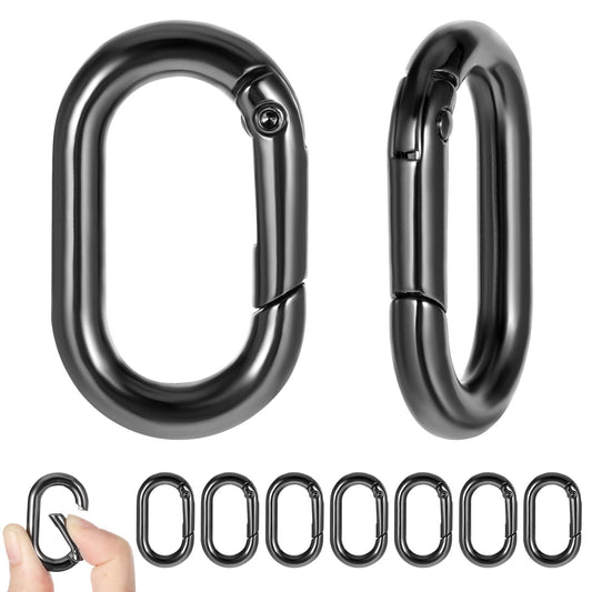 10PCS Carabiner 1" Tiny Stainless Steel Oval Carabiner Clips Small Spring Carabeaner O Snap Hooks for Paracord Lanyard Keychain, Car Key Rings Hook, Dog Tag Clips, Purse Keychain Replacement (Black)