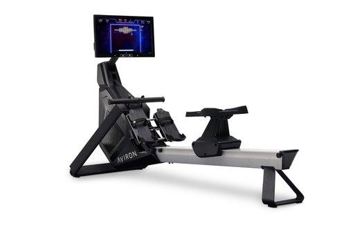 Aviron Strong Series Rower: 22" HD Touchscreen, Dual Air & Magnetic Resistance up to 100 lbs. Game-Based Workouts, Streaming, Compact Design