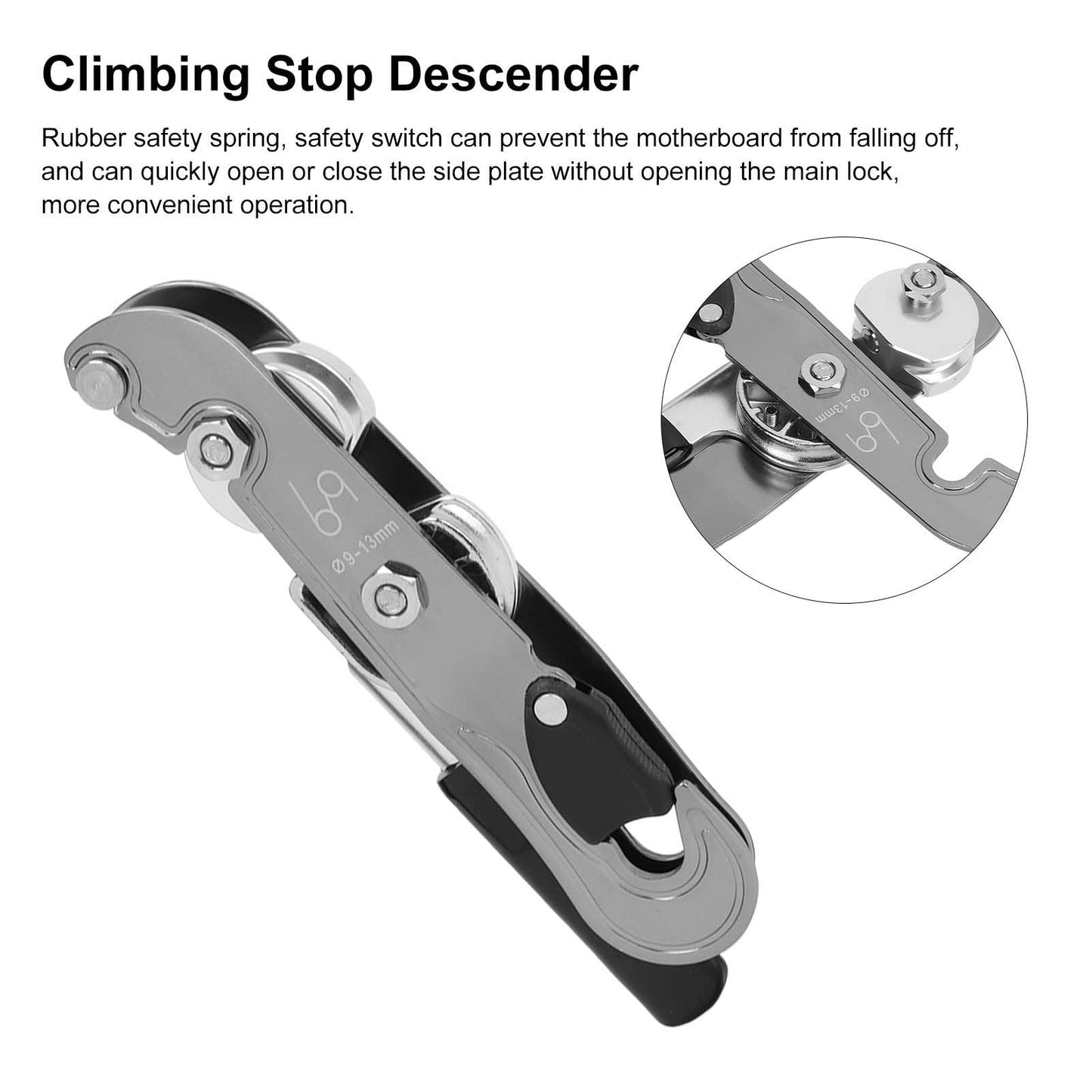 Hand Stop Descender, Professional Rock Climbing Descender & Ascender Set, Rappelling & Abseiling Device with Rope Stopper, Essential Climbing Gear for 9-13mm Rope, Belay Device