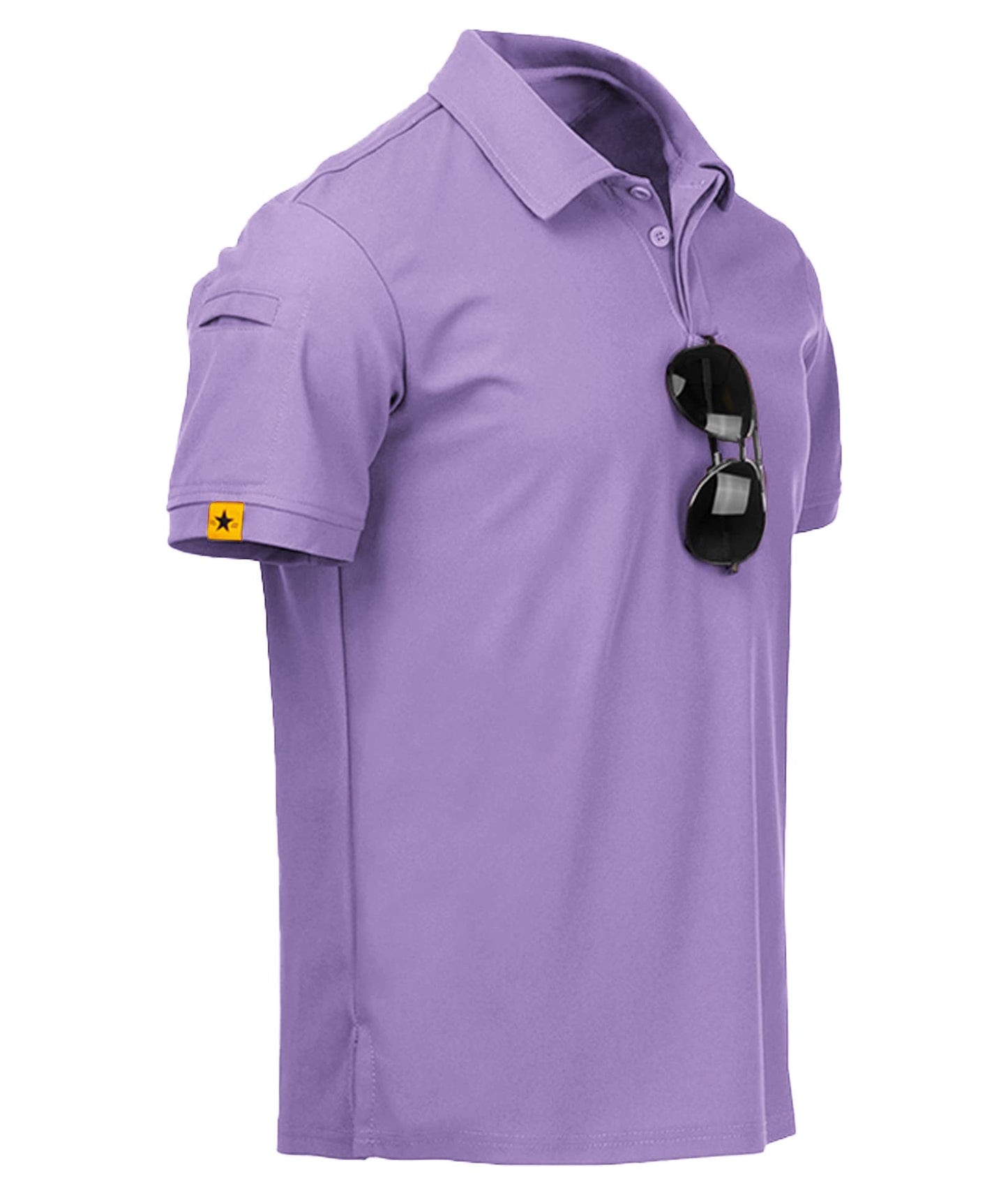 ZITY Mens Polo Shirt Short Sleeve Sports Tactical T-Shirt Athletic Golf Polos Daily Casual Stylish Collared Shirts for Men Lilac Large