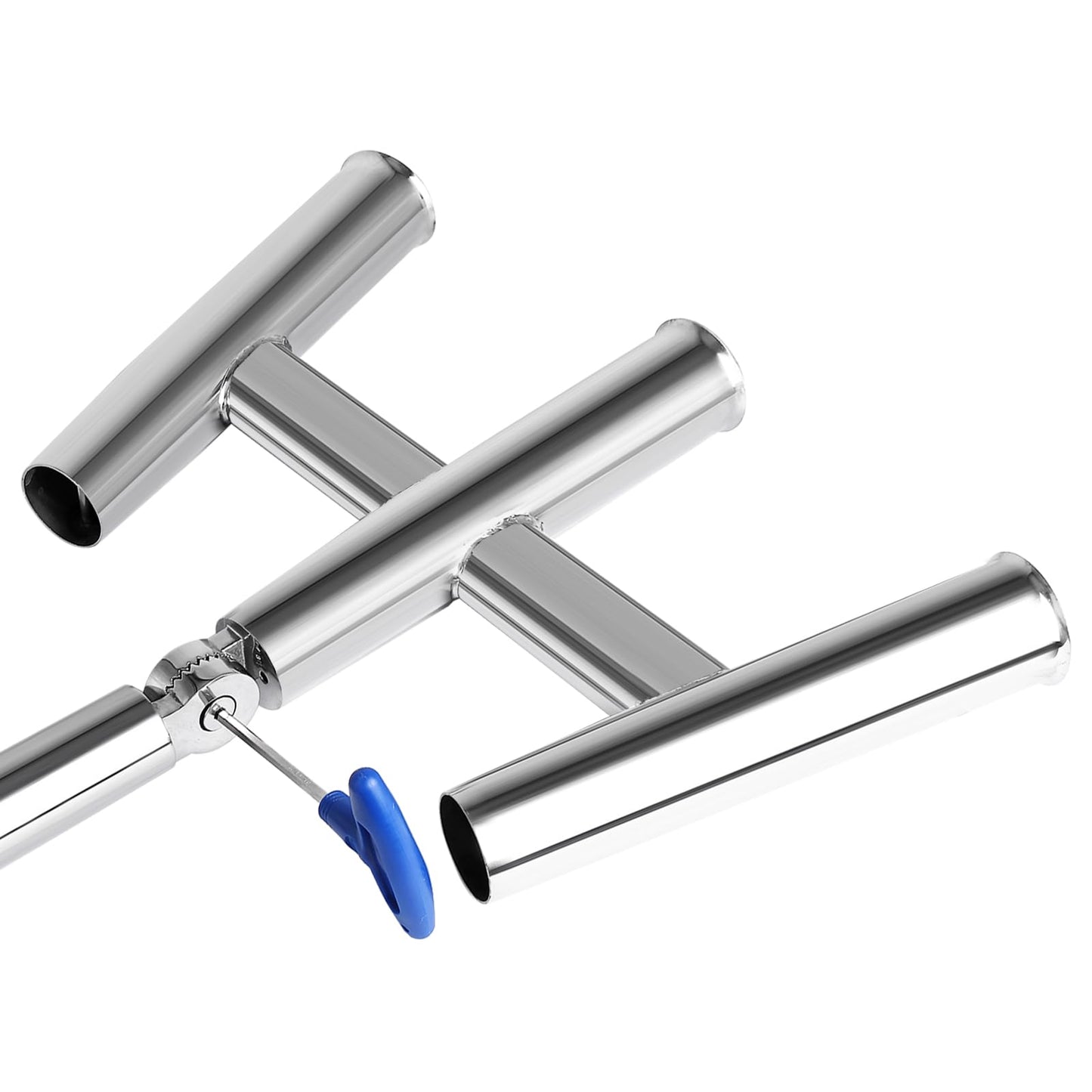 NovelBee 3 Tube Fishing Rod Holders,Polished Stainless Steel Trident Outrigger Stylish Rod Holder,Adjustable Kite Fishing Mount 3-Rod Holder