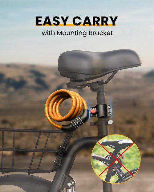 Everyfun Bike Lock Cable with Combination,High Security 5-Digit Resettable Combination Bicycle Lock Anti-Theft, Scooter Lock with Mounting Bracket for Bikes and Scooters(Yellow)