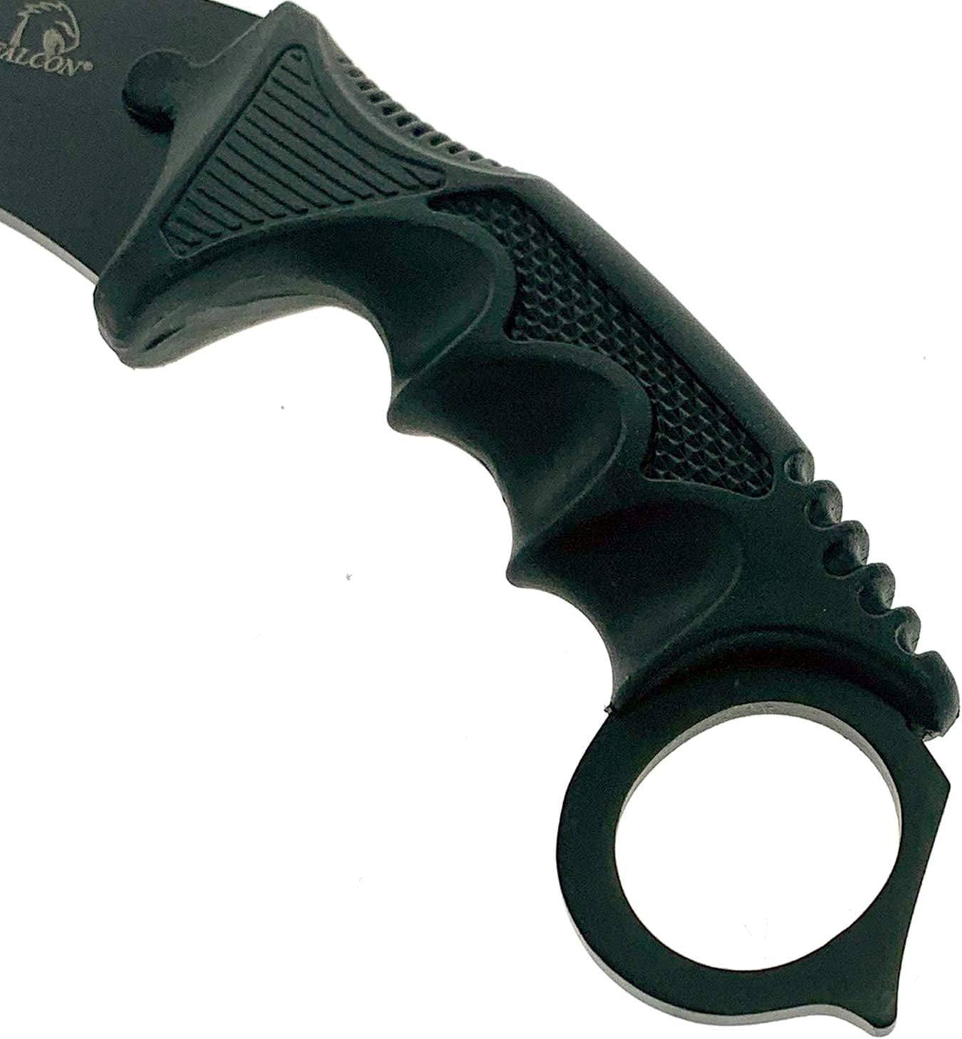 Falcon 7.5" Tactical Fixed Blade Training, No Edge. For Training Purpose Only (Black)