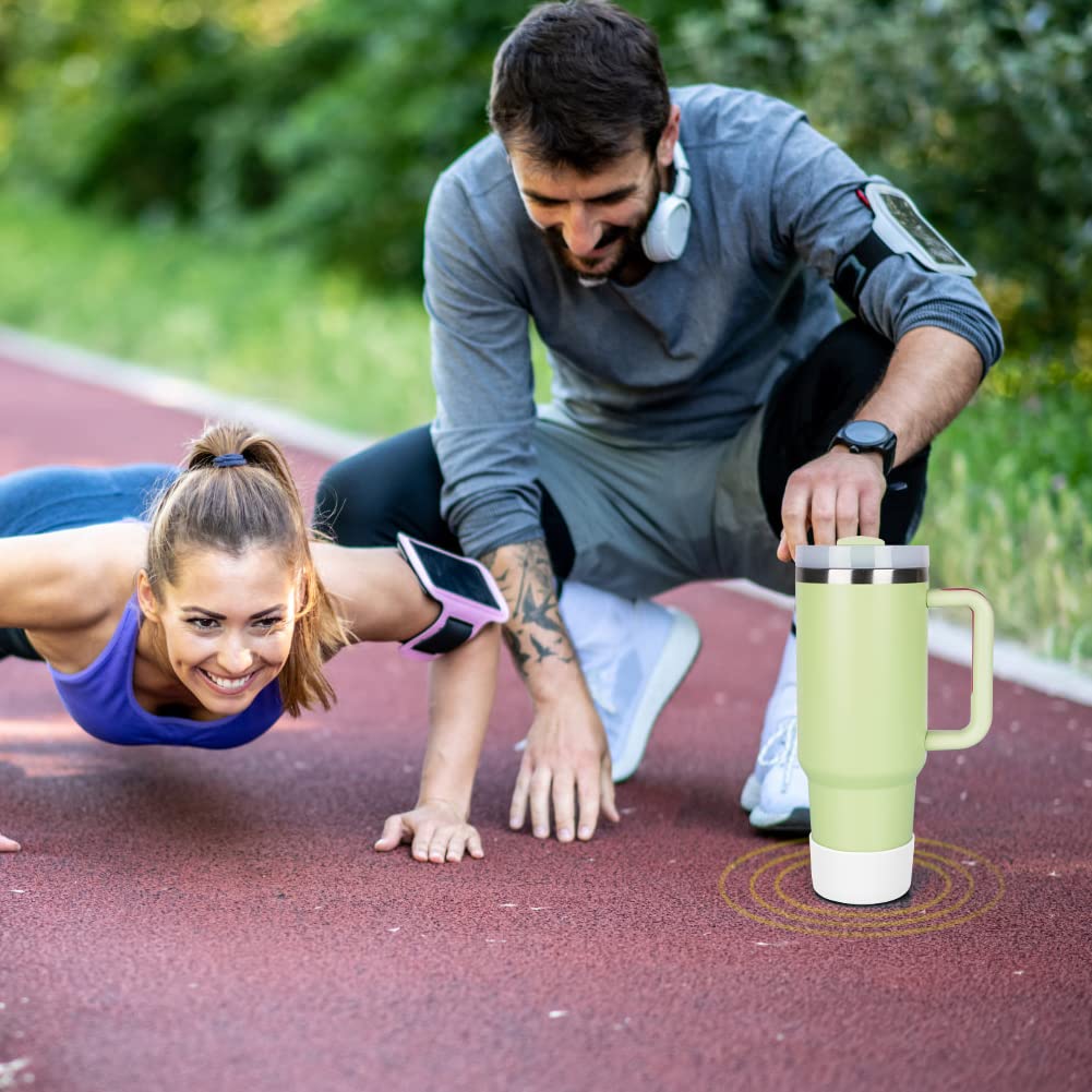 AUAUY 1 Pc Protective Silicone Boot for Stanley Quencher Adventure 40oz, Anti-Slip Bottom Silicone Sleeve Cover for Stanley IceFlow 20oz 30oz Sport Water Bottles, Stanley Cup Accessories, White