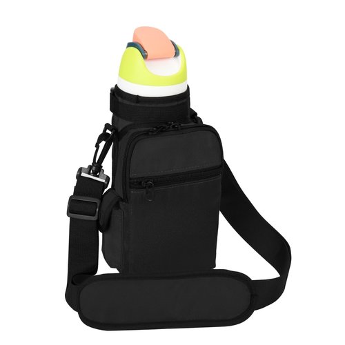 Xxerciz Water Bottle Carrier Bag for Owala FreeSip 24oz 32oz Water Bottle, Portable Water Bottle Holder with Phone Pocket Adjustable Shoulder Strap Carabiner for Walking Camping Hiking (Black)