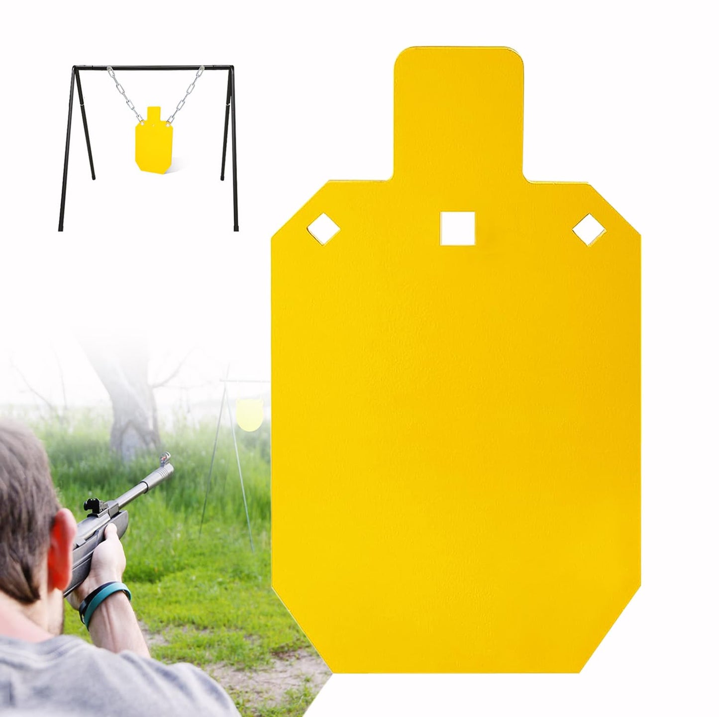 AR500 Steel Targets for Shooting 3/8" Thick 10"x 16" Metal Targets for Shooting Range Reactive Shooting Targets Laser Cut Fluorescent Yellow