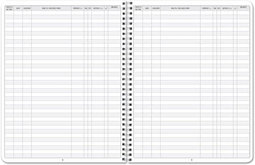 BookFactory Check Register Book/Transaction Records Log Book/for Personal or Professional Transactions - Wire-O, 100 Pages, 8.5'' x 11'' (LOG-100-7CW-PP(Check-Register))