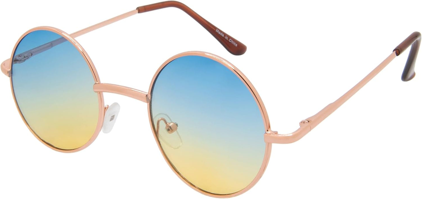OWL Round Sunglasses Metal Frame Hippie Sunglasses UV400 Polycarbonate Circle Lens John Lennon Sunglasses for Men Women