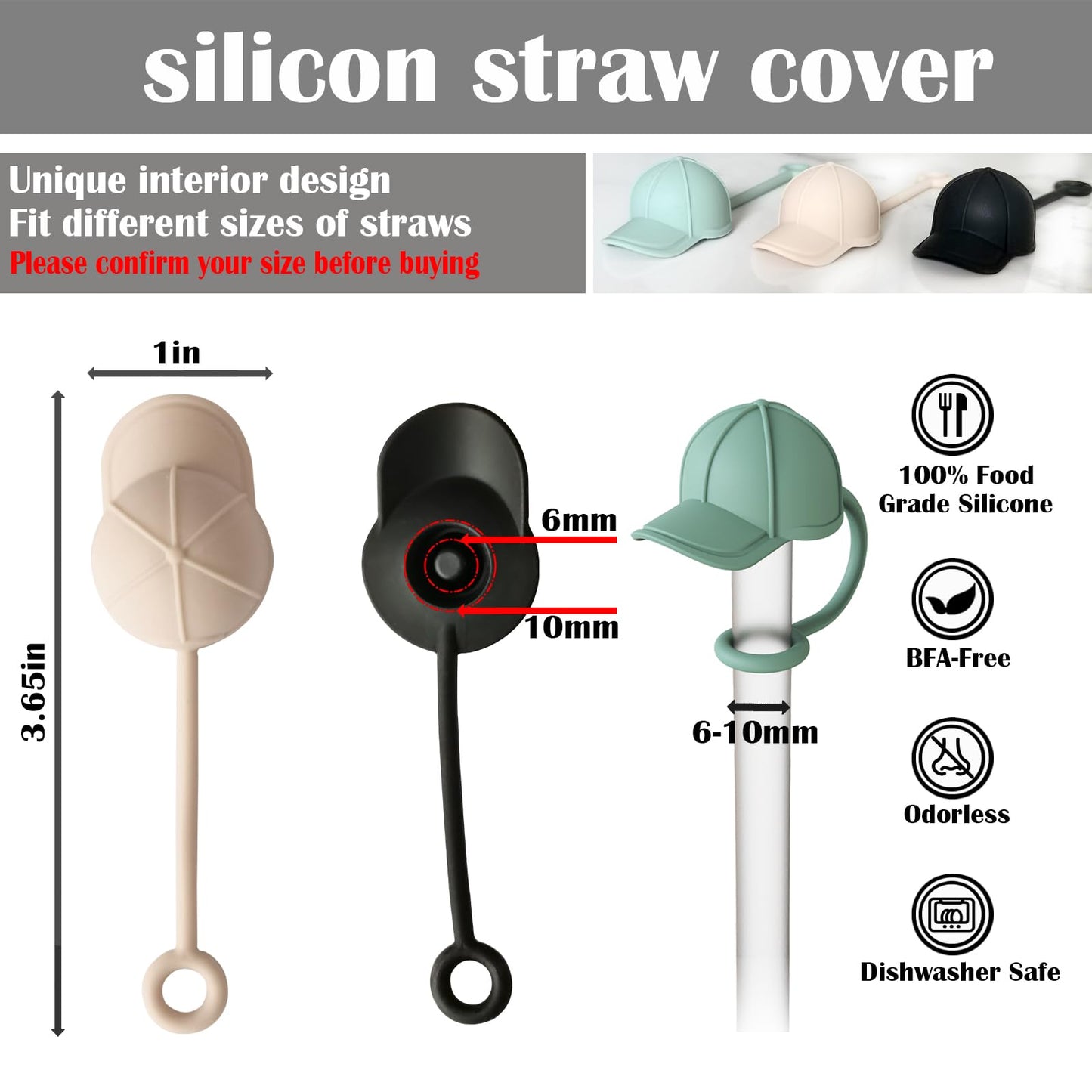 3Pcs Cute Straw Topper for Stanley Cup Straw Cover Cap, 2pcs Silicone Boot for Stanley 30/40oz Tumbler,Plus Cleaning Brush,6Pcs Cup Accessories for Men & Women