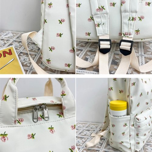 NTRUEML Backpack Sweet Flower Cute Aesthetic Large Capacity Backpack Accessories (white)