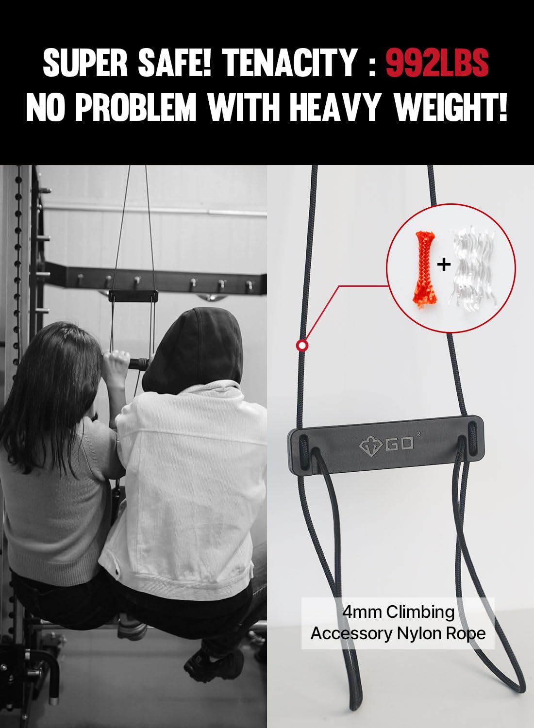 GD Hanging Wrist Roller Forearm Blaster- Forearm Strengthener Exercise Equipment Wrist Trainer for Muscle building and Injury prevention Hand Grip Strength (Hanging Rope Color : Black)