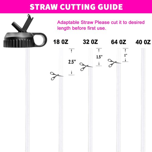 Lids with Straw for Hydroflask Wide Mouth 16oz, 18oz, 20oz, 32oz, 40oz, and 64oz, Flex Straw Lid Fit for Hydro Flask Sports Water Bottles, Flexible Handle Replacement Lid Straws Cap Top Accessorie