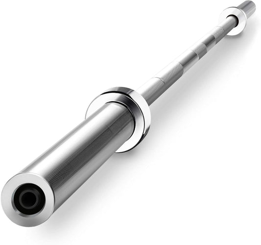 Yaheetech 7-Foot Olympic Barbell with Collars - Solid Iron Weightlifting Rod - Chrome Straight Bar for Home Gym Strength Training & Power Lifting Exercises