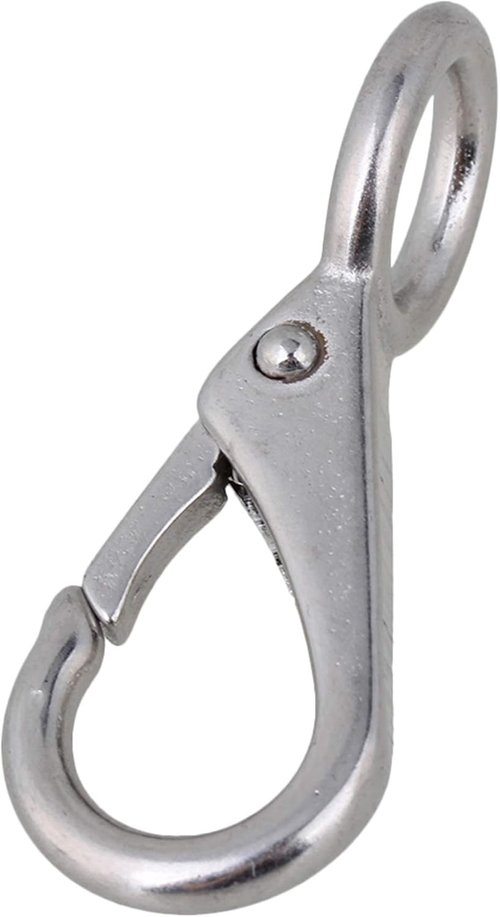 CNBTR Fixed Eye Hook Link 0# Boat Clip Hook 55mm Length Silver 304 Stainless Steel Pack of 20