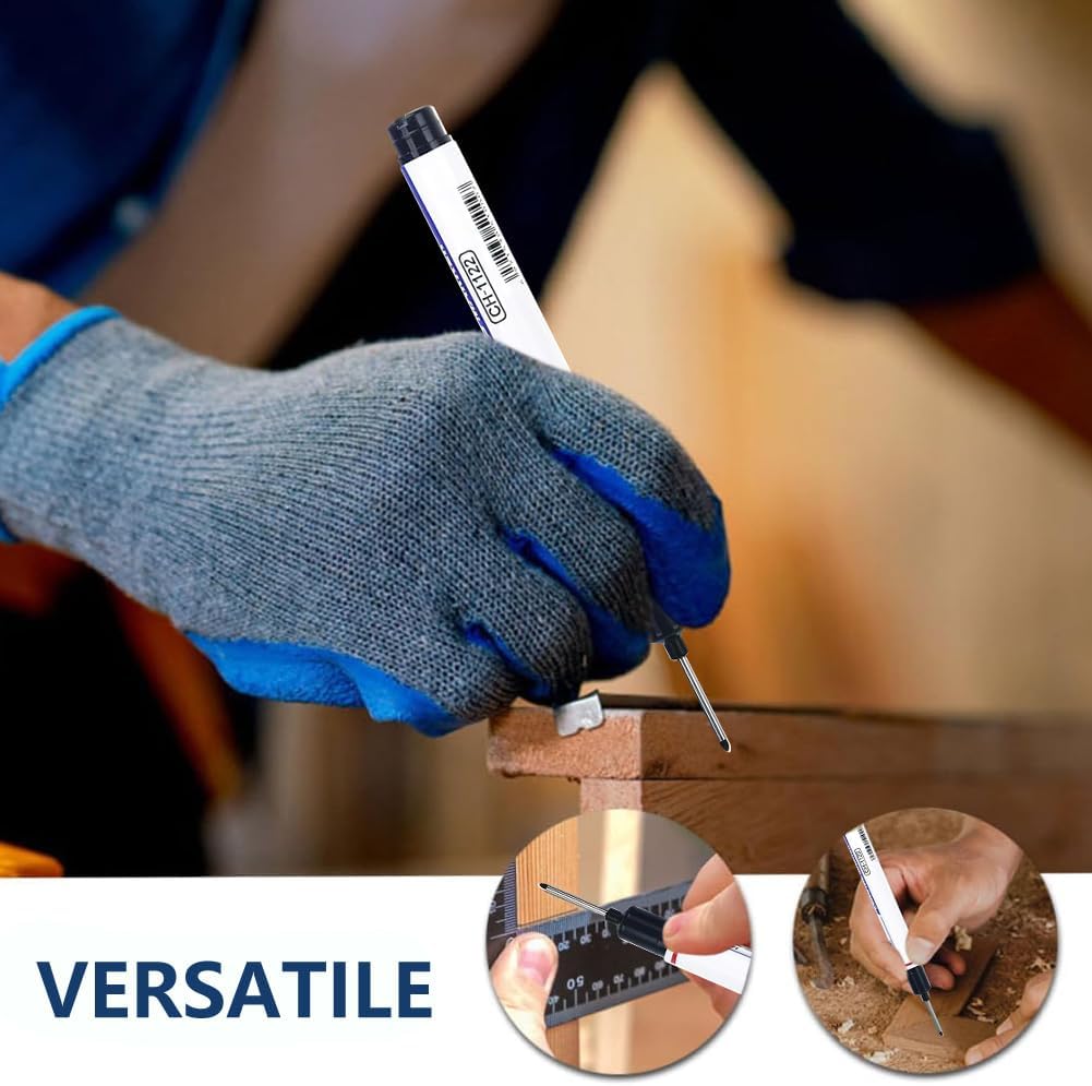 5Pack Long Head Deep Hole Marker Pens, 20mm Deep Reach Metal Marking Pen, Waterproof Quick-Dry Long Nib Marker, Deep Reach Markers Marking Tool for Carpentry & Construction (Mix)