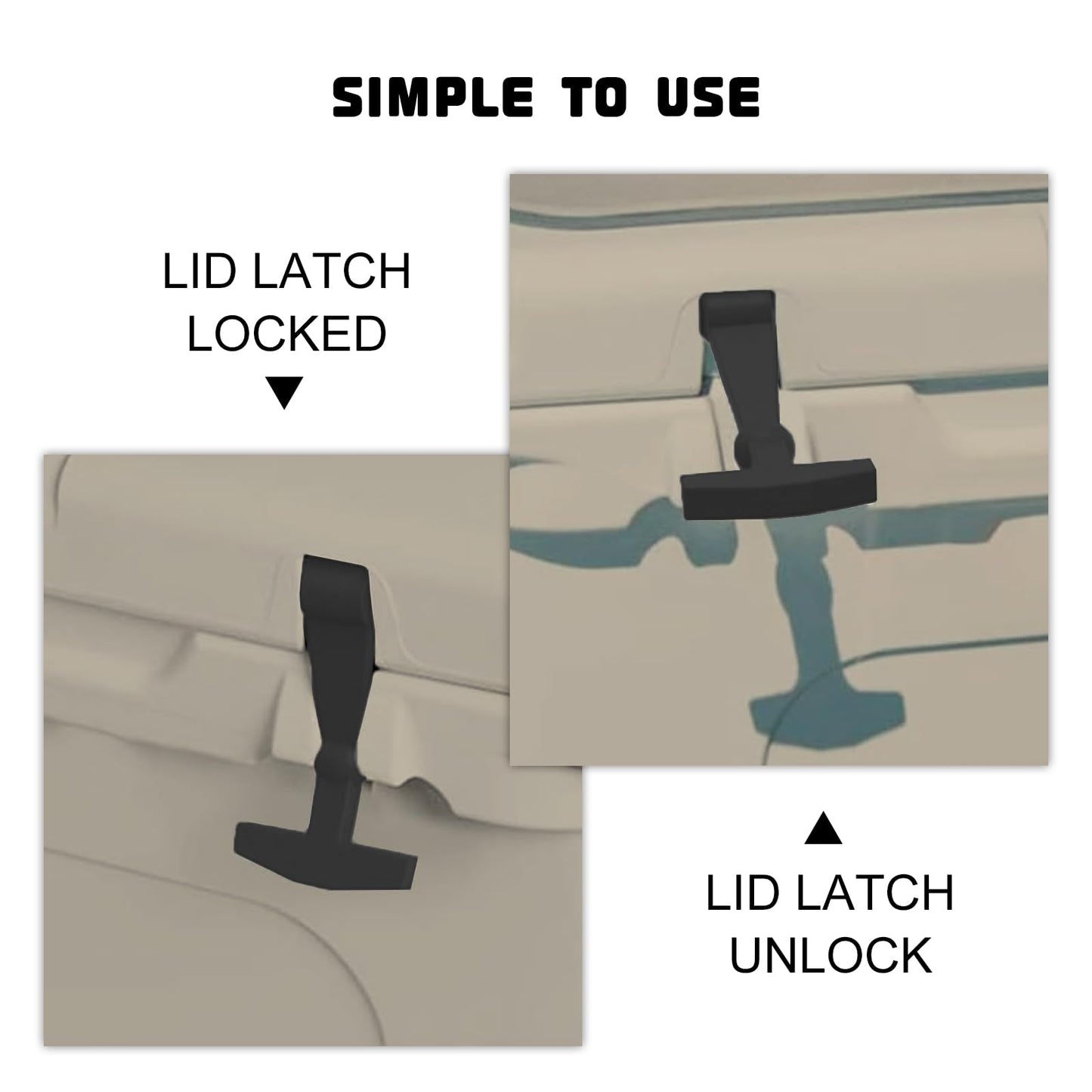 Fanshuge 4Pack Cooler Latches Replacement for Yeti, RTIC Related Coolers,Premium Durable Rubber T- Latches Compatible with Yeti, RTIC Cooler Accessories