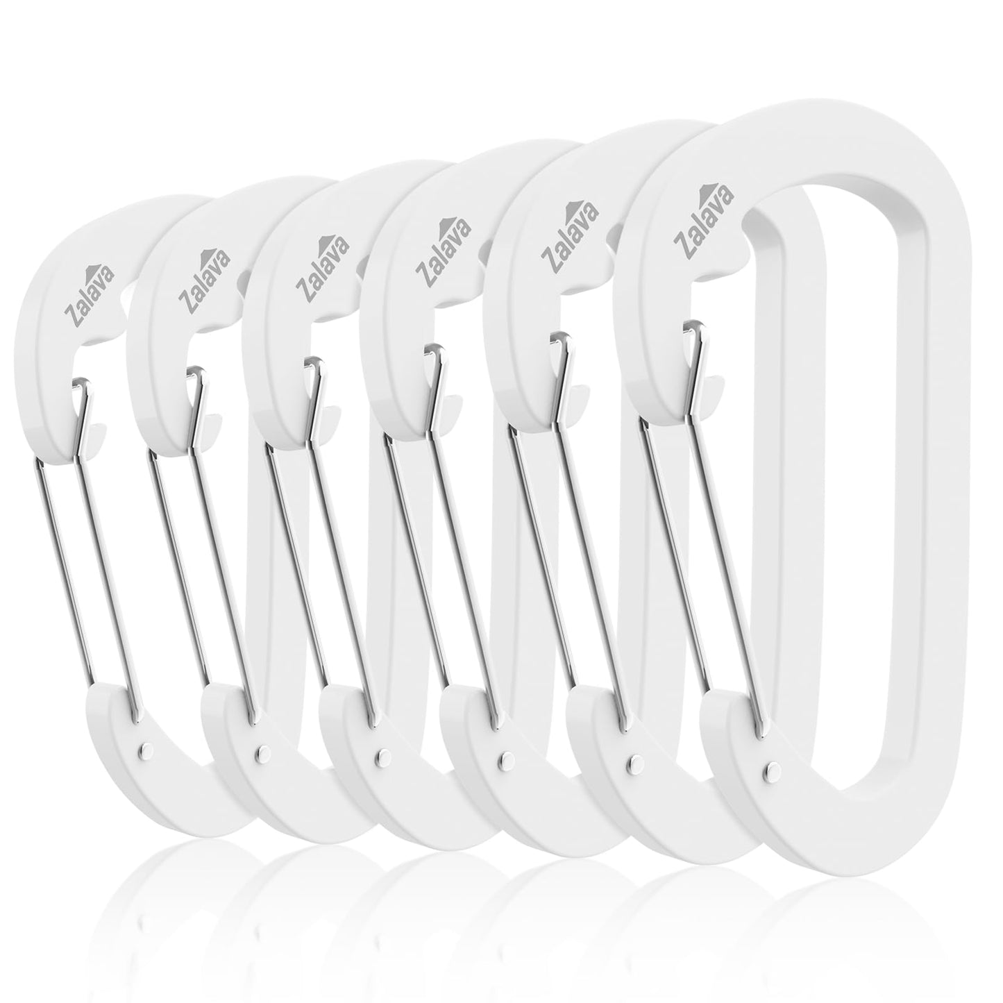 6 Pack Carabiner Clip D-Shape Spring for Keychain, 3 inch Heavy Duty Keychain Clip for Climbing Fishing Hiking Outdoor Clip Hook White
