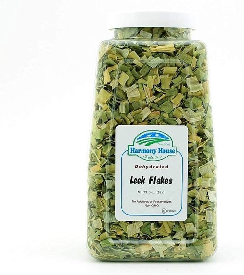 Harmony House Foods Dehydrated Leek Flakes - Air Dried Vegetables for Soup and Cooked Dishes, Great for Camping, Survival, and Backpacking