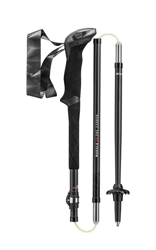 LEKI Makalu FX.One Carbon Adjustable Lightweight Walking Poles for Trekking & Hiking - Black-Naturalcarbon-Orange - 110 cm