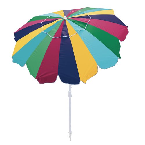 Rio Brands 7' Alternating 20-Panel Beach Umbrella with Sand Anchor and Carrying Bag, Multicolor