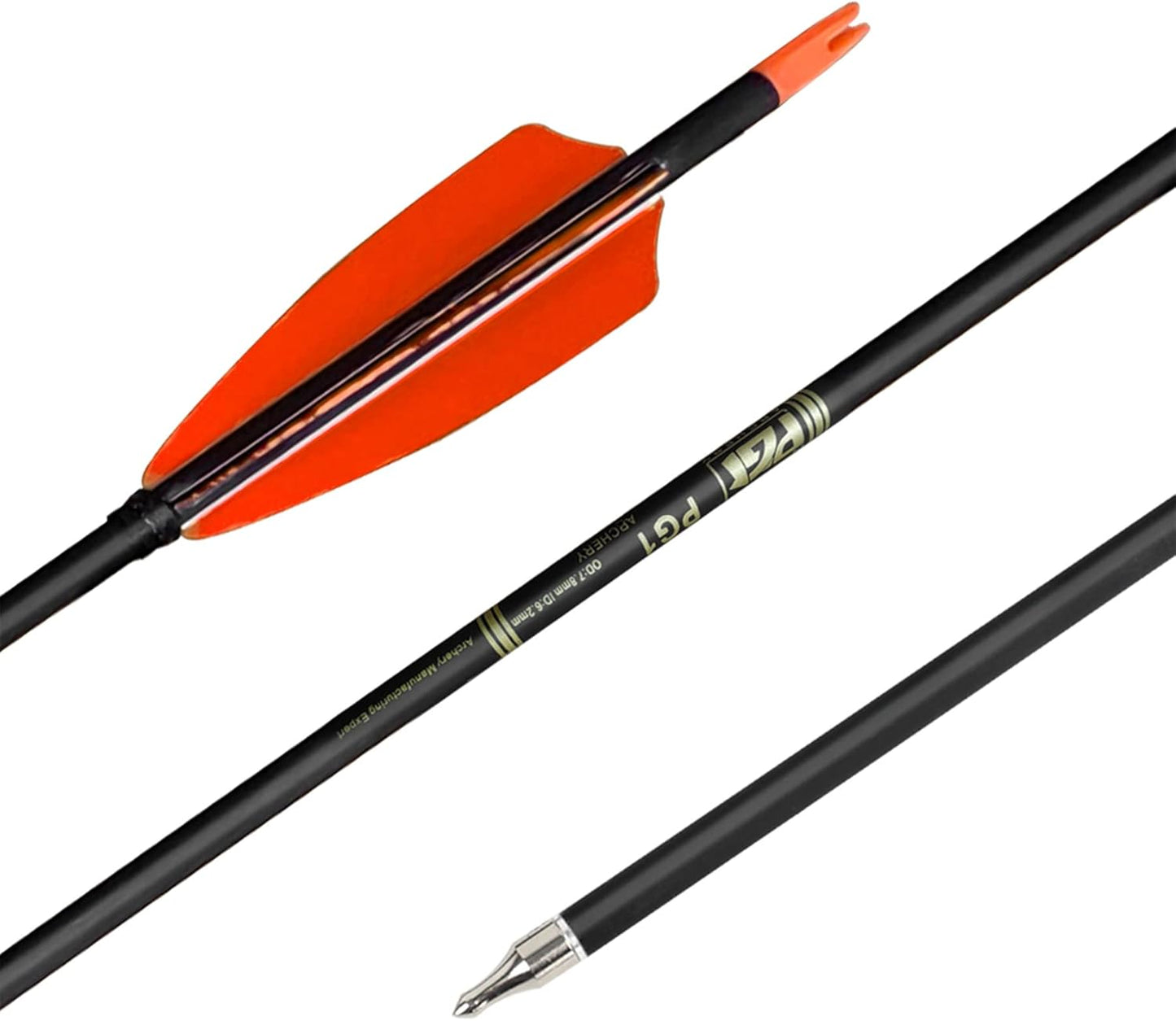 31-Inch Carbon Arrows Target Practice Hunting Arrow with 4" Shield Fletching spine 500 Arrows for Recurve Bow LongBow Compound Bow(Pack of 6)