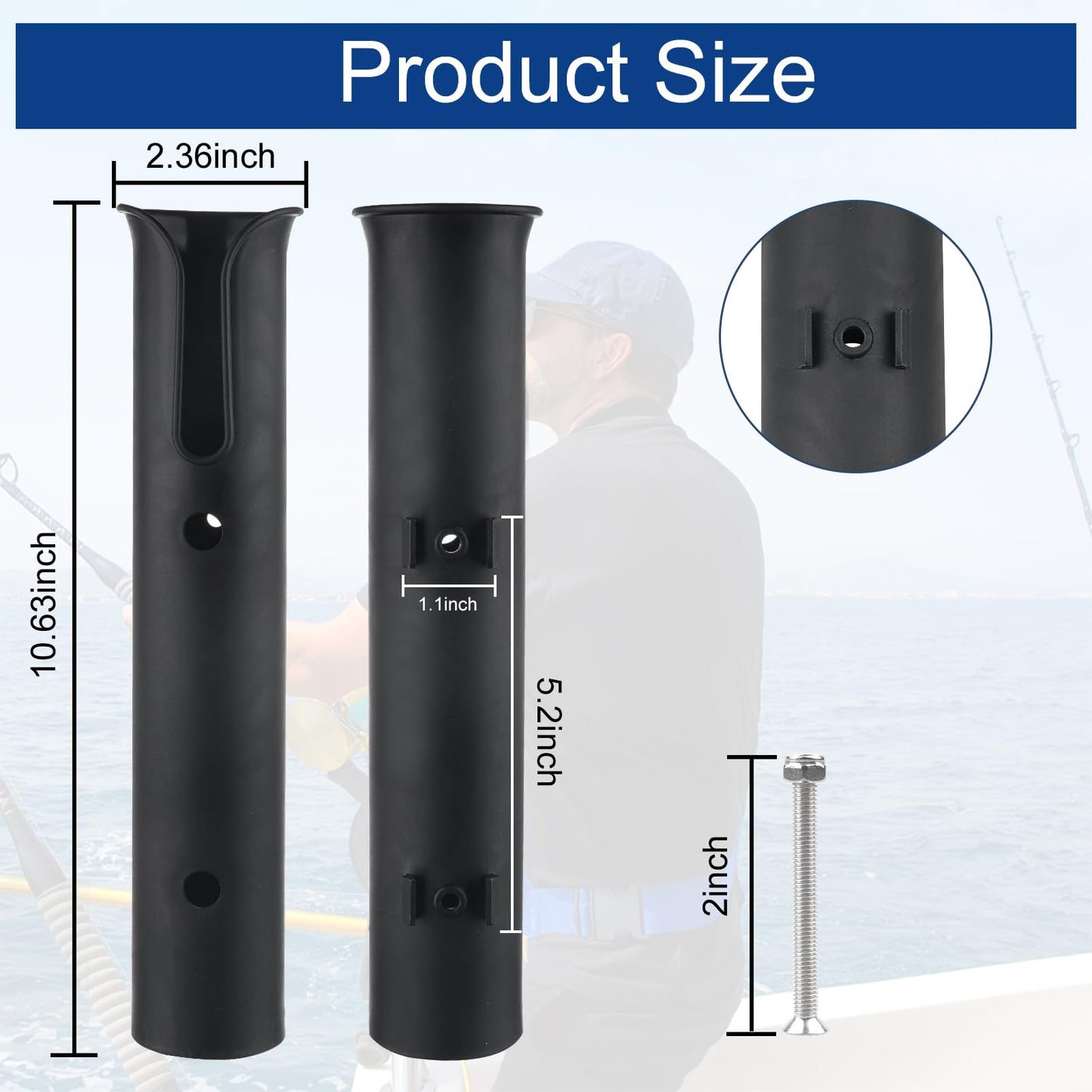 Fishing Rod Holders 6Tubes Boat Rod Holders with Screws Plastic Tube Pole Holders Bracket for Boat Kayak Garage Cooler Trailer Portable