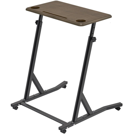 SELEWARE Indoor Cycling Desk Height Adjustable Bike Desk Workstation Standing Desk Wooden Laptop Desk Portable Bike Trainer Fitness Desk with Lockable Wheels for Indoor Cycling Treadmill & Office Use