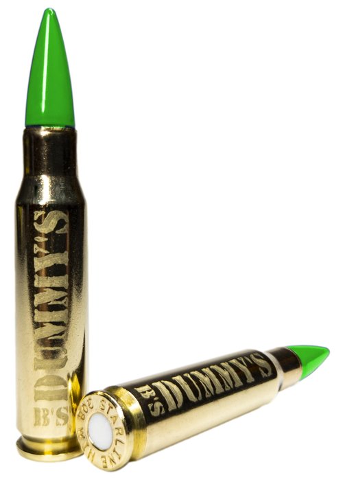 B's Dry Fire Snap Caps - A.K.A. B's Dummy's - Dummy .308 Win / 7.62x51mm Training Caps (5 Pack) (Green Brass)