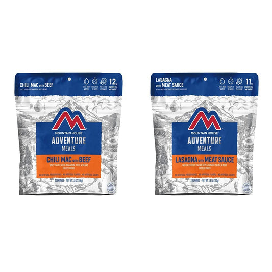 Mountain House Chili Mac with Beef | Freeze Dried Backpacking & Camping Food | 2-Servings & Lasagna with Meat Sauce | Freeze Dried Backpacking & Camping Food |2 Servings