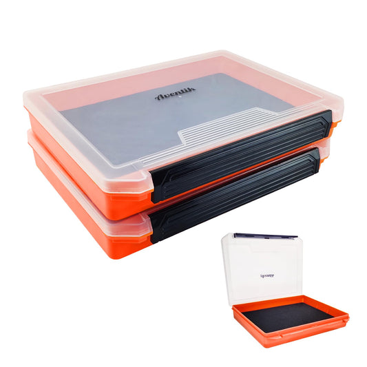 Aventik Fishing Tackle Box Slit Foam Case Jig Box Head Hooks Spinners Spoons Storage Tackle Tray (Orange-3501lure box)